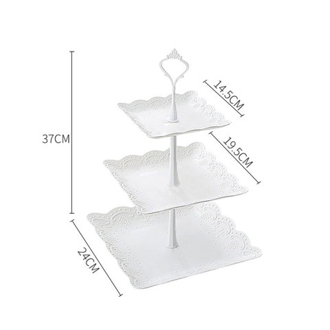 ZENHOME Plastic Imitation Ceramics 3-Tier Cup Cake Stand Party Food Server Display Set Dessert Pastry Stand Slate Serving Holder