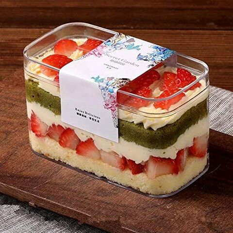 FUFU 10pcs Disposable Plastic Transparent Dessert Container Fruit Ice Cream Holder Cookie Boxes Mille Crepe Cake Packaging Box