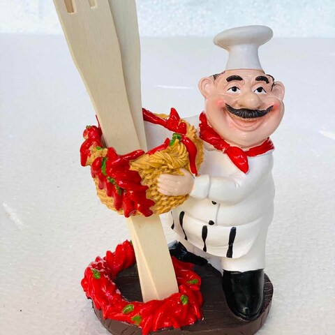 Ling Wei - Chef Figurines European Style Pasta Chef Model Mini Desktop Cook Chef Ornament Gift for Restaurant Cafe Shop