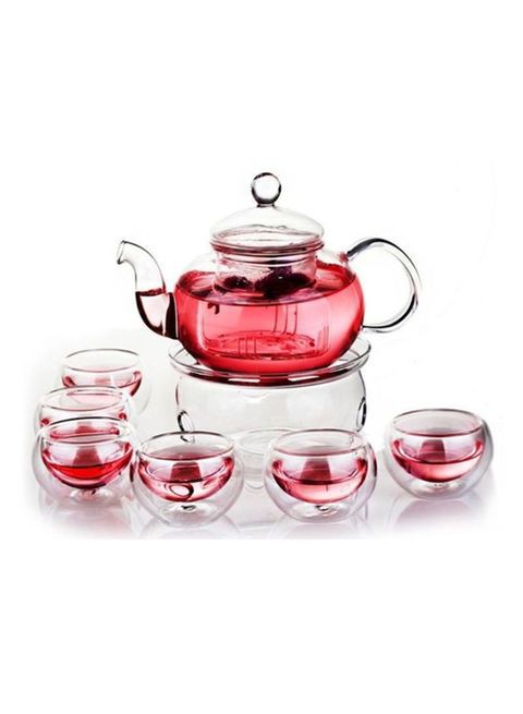 Goldedge - 8-Piece Tea Set With Burner Clear 50 Centimeter