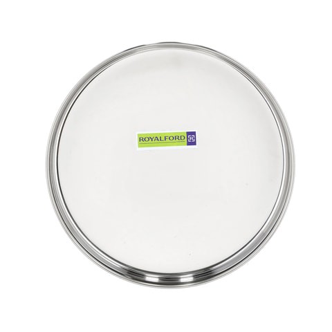 Royalford Khumcha Plate, Stainless Steel,28cm, RF10160 - Dinner Plate For Kids, Toddlers, Children, Feeding Serving Camping Plates, Reusable and Dishwasher Safe