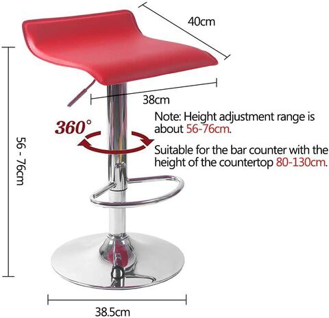 Alrm Adjustable Swivel Barstools, Pu Leather With Chrome Base, Pub Counter Chair (D-Red)