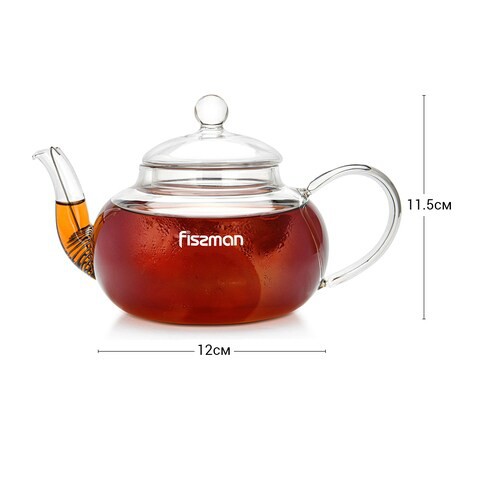 Fissman Tea Pot 600 ml With Steel Infuser (Heat Resistant Glass)