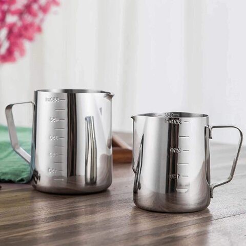 LIHAN Espresso Milk Frothing Pitcher 350ML,304 Stainless steel Espresso Steaming Pitcher for Coffee Milk espressos, cappuccinos