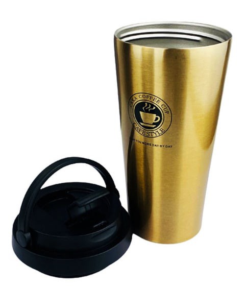 Thermal Cup Stainless Steel, Vacuum Insulated Travel Tumbler, Durable Insulated Coffee Mug, Thermal Cup with Double Partition SEALING Ring- 450ml (GOLD)