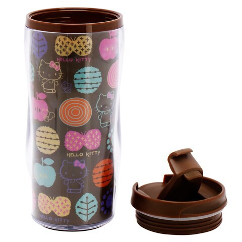 Hello Kitty Stainless Steel Tumbler, Travel Mug, Multilogo, Brown 350 ml