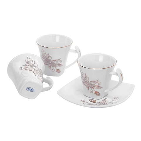 Royalford New Bone China 12Pcs Suare Cup&amp;Saucer