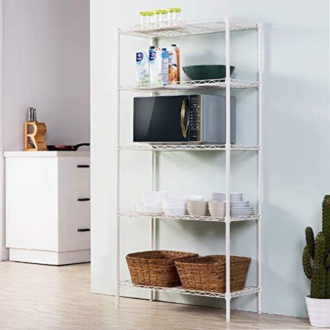 Doreen 5 Tier Storage Rack Wire Shelving Unit Storage Shelves Metal for Pantry Closet Kitchen Laundry 660Lbs Capacity 23.6&quot; L x 14&quot; W x 59.1&quot; H White