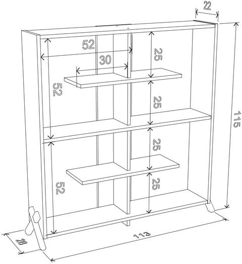 HomeCanvas KIPP Made In Turkey Modern Book Shelve for Living and Study Room (Walnut-Yellow)