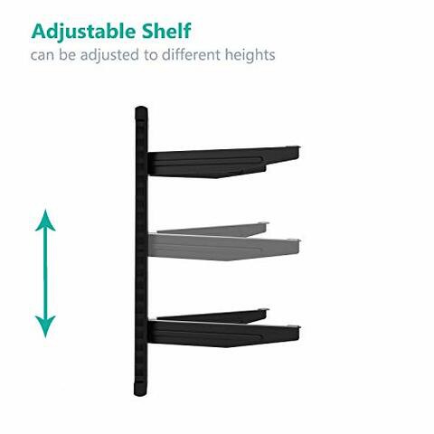 WALI Floating Wall Mounted Shelf with Strengthened Tempered Glasses for DVD Players, Cable Boxes, Games Consoles, TV Accessories (CS303), 3 Shelves, Black