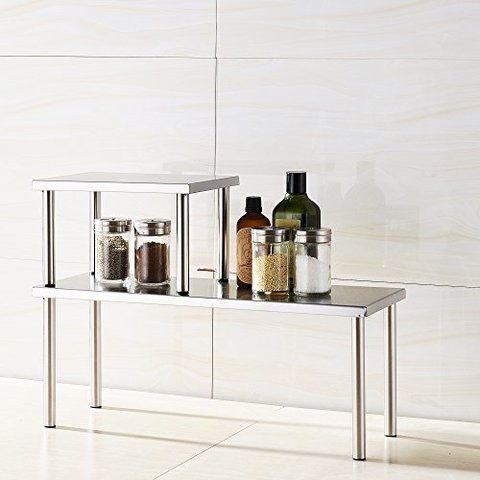 Cook N Home 2-Tier Stainless Steel Counter Storage Shelf Organizer, Rectangle