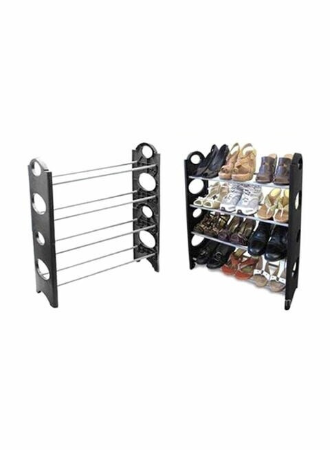 Generic 4 Layer Stackable Shoe Rack Black/Silver