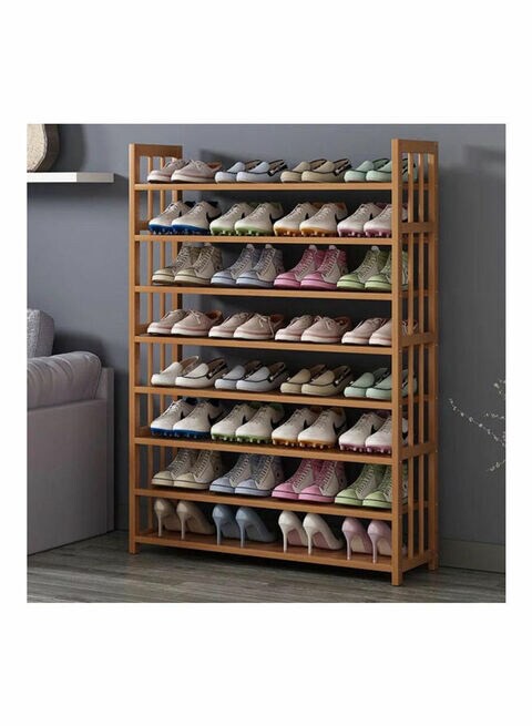 8-Tiers Bambo Wood Shoe Rack Organizer Brown 200cm