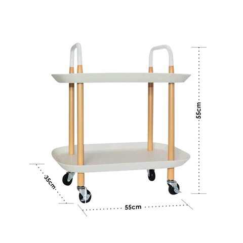 ALISSA-2-Tier Utility Cart Storage Pantry Rolling Cart, White.

