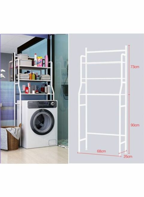 3-Tier Washing Machine Storage Shelve White 68*25*163cm