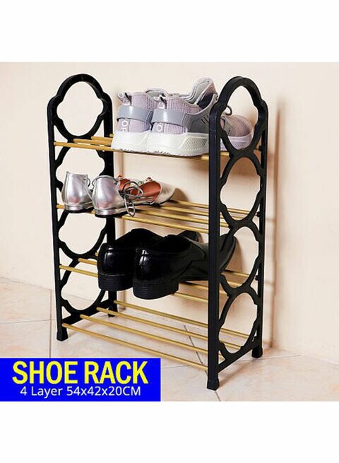 Cyber 4 Layer Shoe Rack Black/Beige