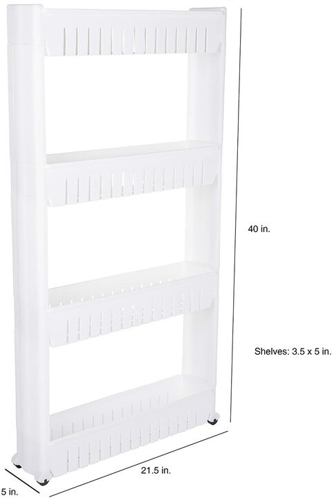 Everyday Home Mobile Shelving Unit Organizer With 4 Large Storage Baskets, Slim Slide Out Pantry Storage Rack For Narrow Spaces By Everyday Home