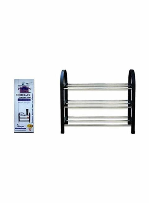 In-House 3 Layer Shoe Rack Black/Silver