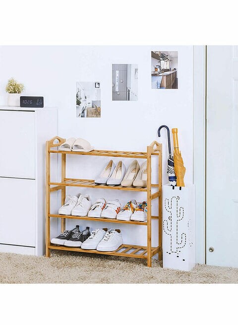 4-Tier Shoe Rack Organizer Natural Bamboo