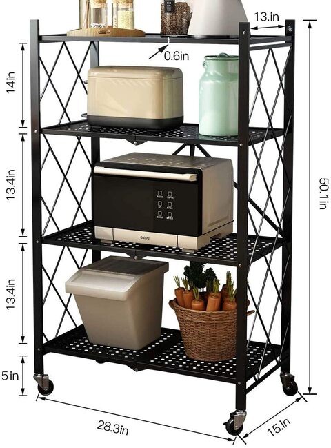 Layer Shelf Foldable Storage Shelving Unit with Wheels