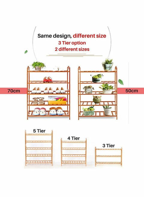 3-Tier Shoe Rack Organizer Natural Bamboo