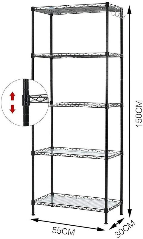 Mumoo Bear 5-Tier Wire Shelving Bathroom Storage 5 Shelves Unit Metal Kitchen Storage Rack