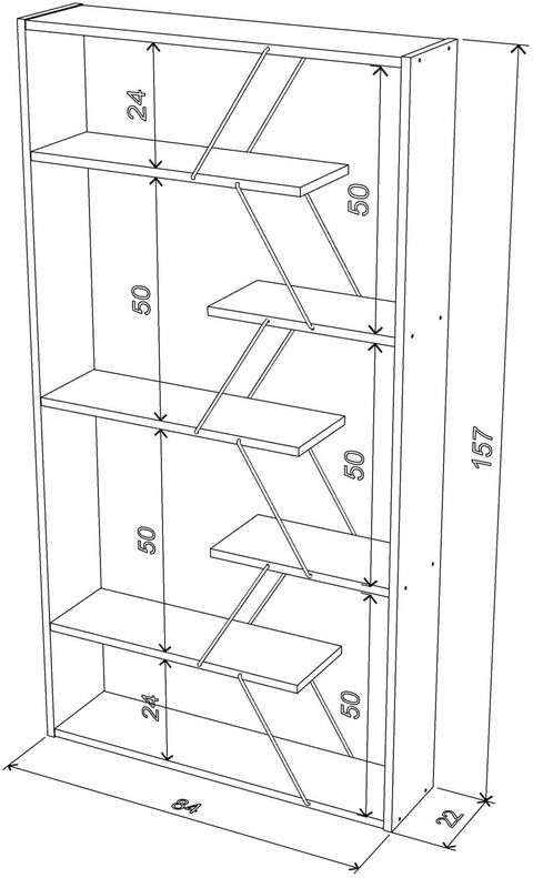 Home Canvas Tars Bookcase (White-Chrome)