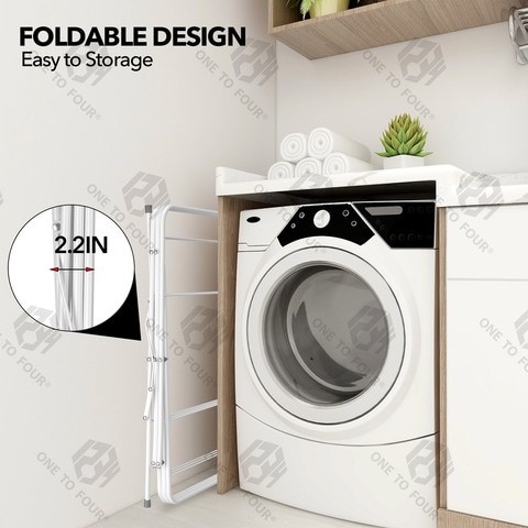 ONE TO FOUR Foldable Clothes Drying Laundry Rack, 3-Tier Hang Clothes Towel Laundry Dryer For Indoor, Outdoor, White