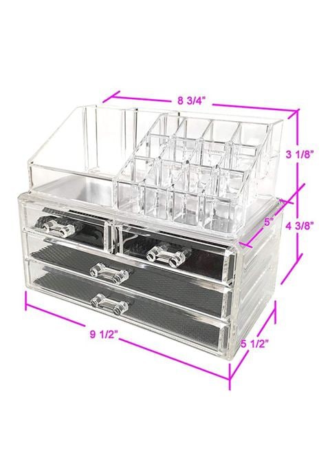 Generic - 2-Piece Acrylic Jewelry And Cosmetic Storage Display Boxes Black/White