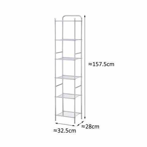 Zenments, 6 Tier Wire Shelf, Chrome, 32.5W x28D x157.5H cm, HTC-ZEN-260