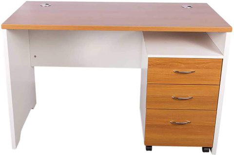 Mahmayi MDF Zelda Contemporary Office Desk, ZHM246-12, Light Walnut/White, H76.5 x W60.5 x D120 cm