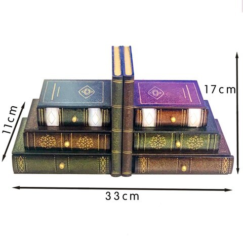 Ling Wei - Books Wood Bookends with Desktop Organizer Drawer Units, Set of 2,