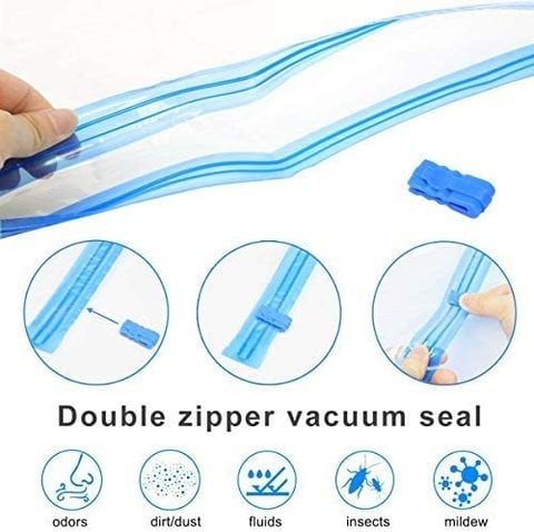 Doreen 6pcs Vacuum Storage Bag 60x80 Reusable Space Saver Bag with Pump for Bedding Pillow Clothes