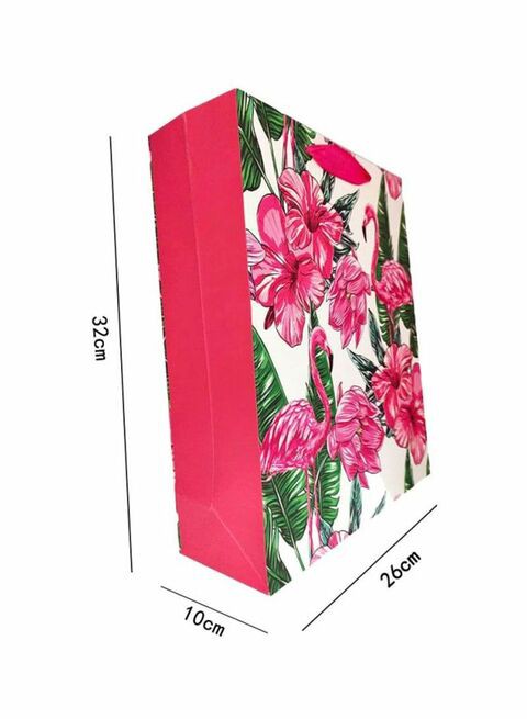 East Lady Flamingo Printed Gift Bag White/Pink/Green