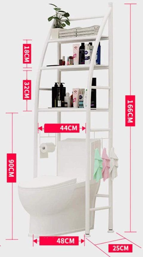 NuSense Metal Toilet Cabinet Shelving Kitchen Bathroom Space Saver Shelf Organizer Holder New