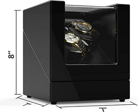 Doreen Double Watch Winder for Automatic Watches, Wood Shell Piano Paint Exterior and Extremely Silent Motor, with Soft Flexible Watch Pillows, Suitable for Ladies and Men&#39;s Wrist（GC1164A）