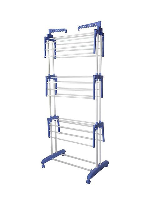 Generic Clothes Drying Hanger Multi Rack Silver/Blue Medium