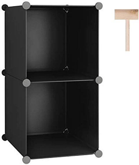 C&amp;Ahome C&amp;Ahome Cube Storage, 2-Cube Organizer Units, Plastic Closet Storage Shelves, Modular Bookcase, Cabinet Ideal For Bedroom, Living Room, Home Office, 12.4&quot; L X 12.4&quot; W X 24.8&quot; H Black