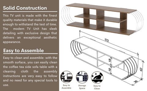 Home Canvas Case Modern TV Unit -Walnut-Chrome (173x42x30cm)