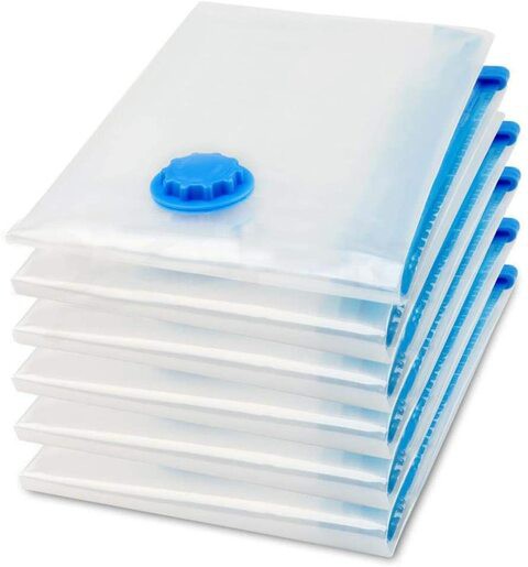 Generic Vacuum Space Saver Reusable Sealer Storage Bags 50X70Cm, With Suction Pump, Pack Of 6