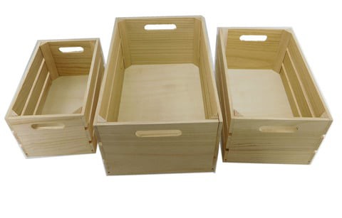 Feelings 3pcs Wooden Storage Crate Box Set