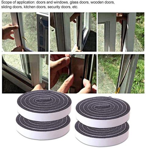 Thick Foam Tape, Seal Insulation Tape Adhesive and Window Insulation Weather Stripping for Doors, Waterproof, Dustproof, Soundproof 1.96 Inch Wide x 0.23 Inch Thick x 39.3 Inch Long 4pcs