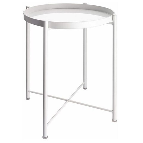 Round Steel Table Nightstand Sofa Table Furniture White