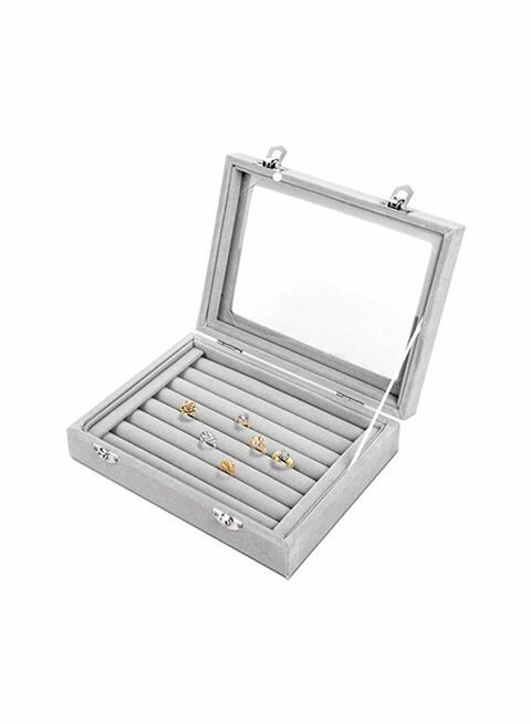 East Lady Jewellery Box With Transparent Lid Grey