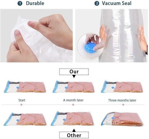 Generic Vacuum Space Saver Reusable Sealer Storage Bags 70X100Cm, With Hand Suction Pump Fit For Any Vacuum Cleaner(Pack Of 6)