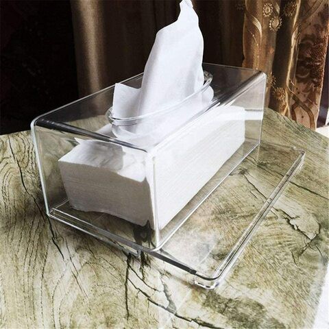 Beauenty Acrylic Clear Tissue Box Cover Rectangular Napkin Car Office Paper Holder Case