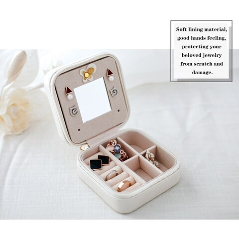 Anself-Small Portable Travel Jewelry Box Organizer Storage Case for Rings Earrings Necklaces