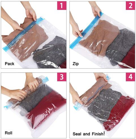 Generic Space Saver Bags, Vacuum Seal Storage Bags, Hand Roll-Up Storage Bag, 10Pack Size 50X70 Cm