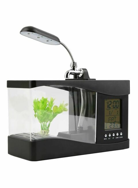 Outad Mini Tank Aquarium Lcd Timer Clock With Led Lamp Black/Clear 210X130X270Millimeter