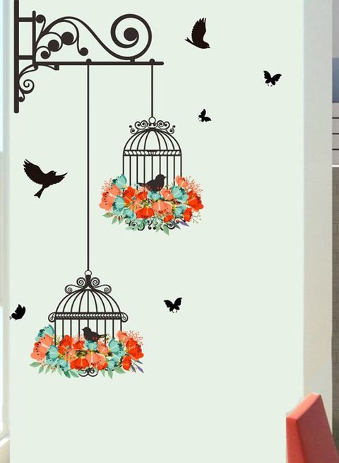 Generic Removeable Wall Stickers Wall Painting Birdcage Background Room Decoration Multicolour